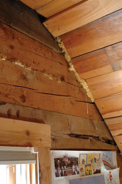 Previous efforts to chink cracks in the cabin still don't stop drafts.